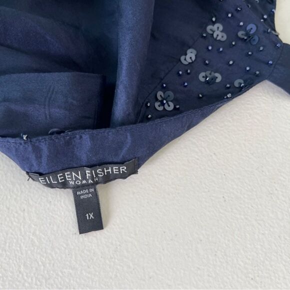 Eileen Fisher 100% Silk Sleeveless Blouse Sequins Statement Top Lined Sz 1X - Picture 8 of 9